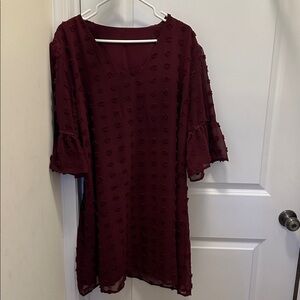 Elegant Burgundy Textured Dress